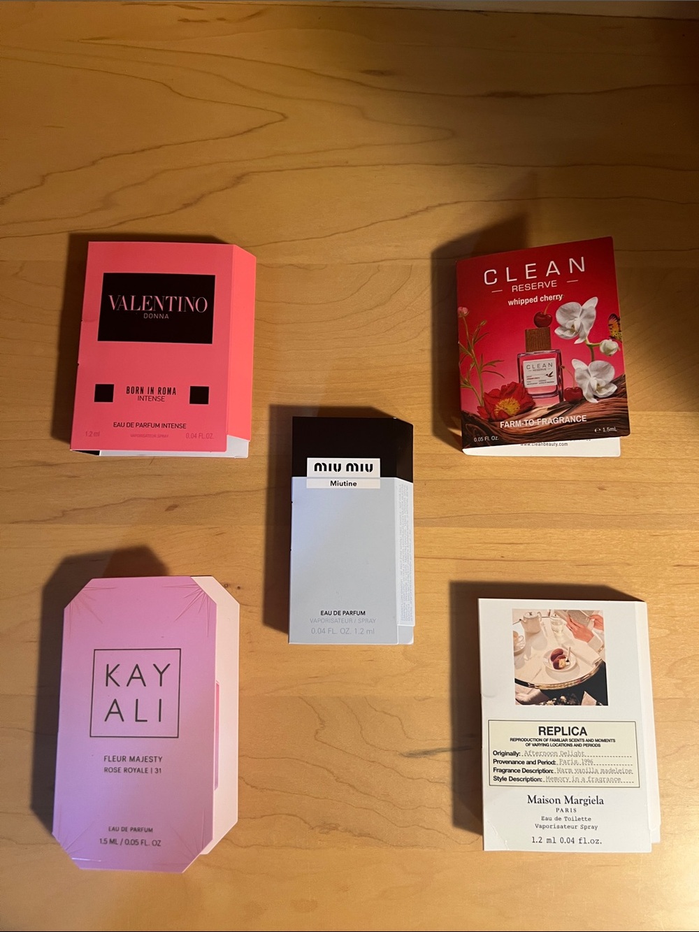 Assorted luxury fragrance samples